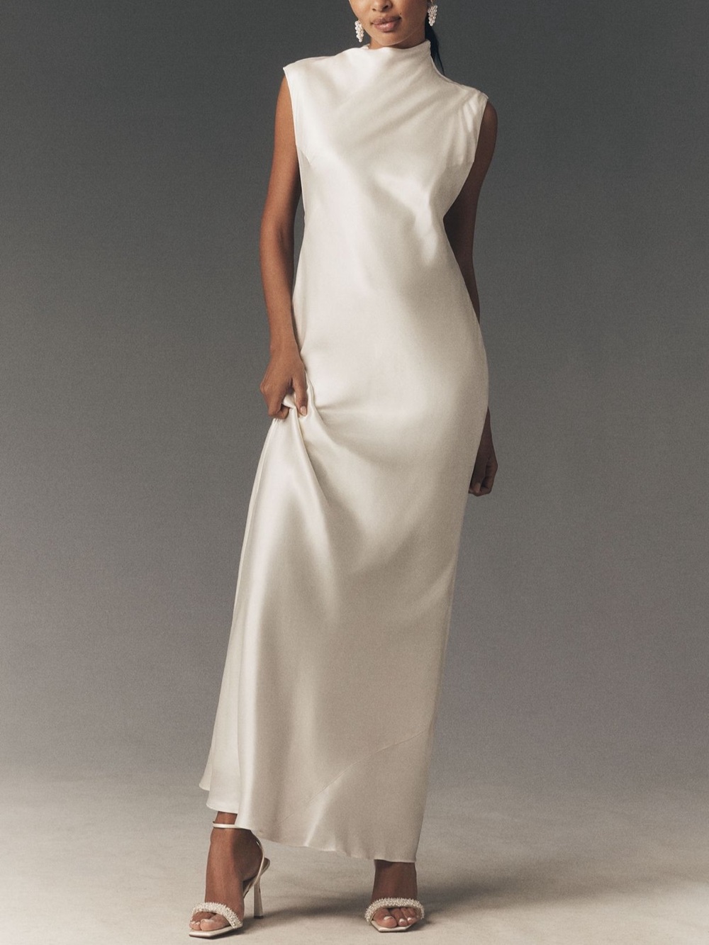 BHLDN Satin Column Knot Maxi Dress
